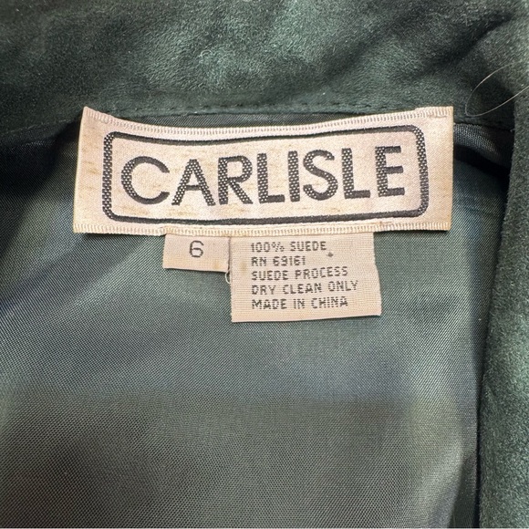 VTG CARLISLE 1990s 100% Suede Classic Blazer / Jacket HUNTER GREEN / SIZE 6 (SM) - Picture 11 of 12